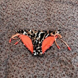 Leopard Print Bikini Bottoms with Orange Accents